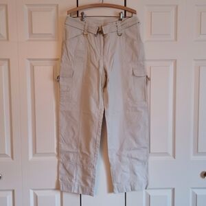 100% Cotton Jones New York Signature Women's 10 White Cargo Pants, Straight Leg